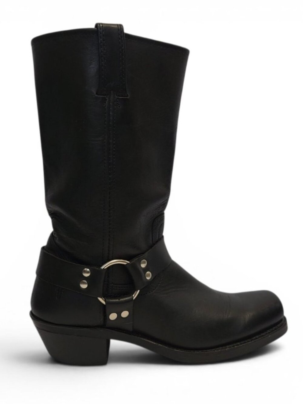 Frye12R Harness Boot Black Oiled Leather Western Moto Engineer Pull On